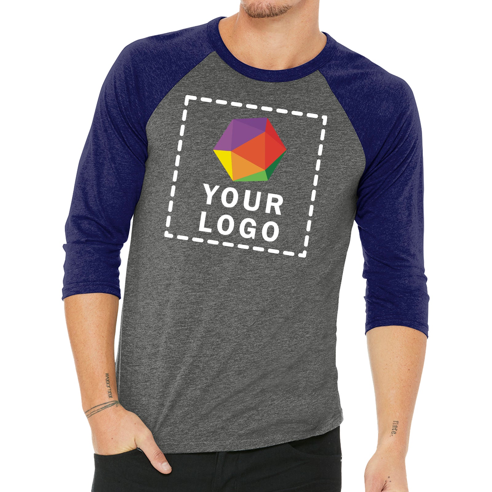 BELLA+CANVAS ® Unisex 3/4-Sleeve Baseball Tee - 3200