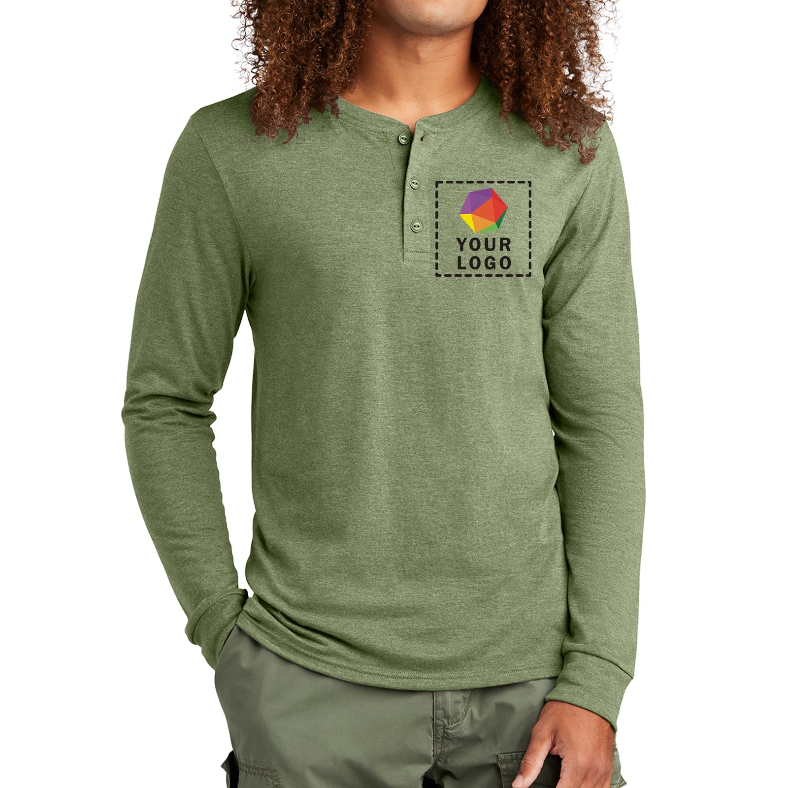 District® Perfect Tri® Long Sleeve Henley - DT145