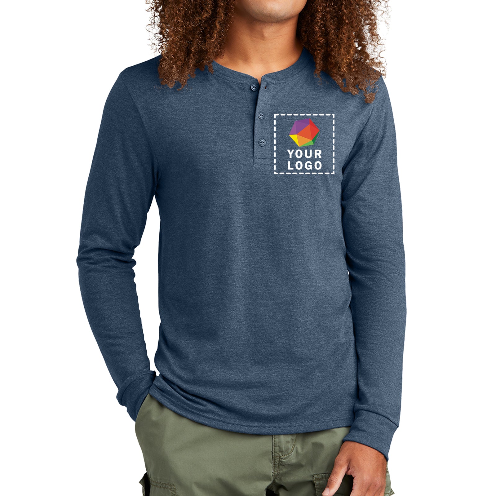 District® Perfect Tri® Long Sleeve Henley - DT145